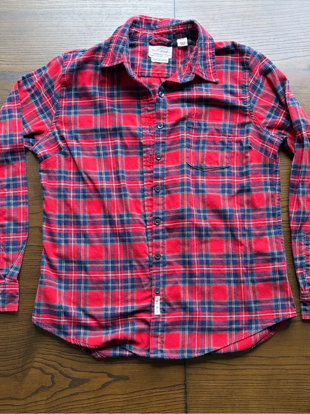Original Weatherproof Women’s Red and Blue Plaid Button-Front Long Sleeve Shirt